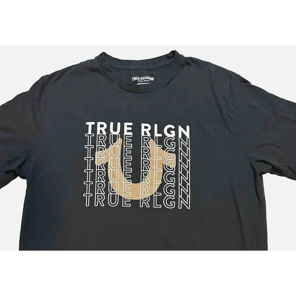 True Religion Men's 2XL - T-Shirt Graphic Logo - Short Sleeve - Black - XXL Tee